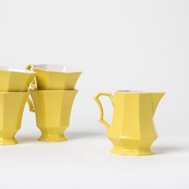 Yellow Bouquet Coffee, Saucer and Creamer  - Set of 4 