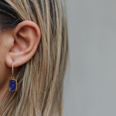 Lapis Lazuli Gold Medium Hoop Earrings, Lapis Lazuli Gold Hoop Earrings, Small Hoop Earrings, Gemstone Hoops,Medium Hoop 