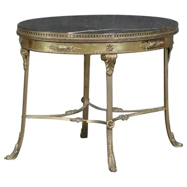 Superb French Louis XV Heavy Gauge Brass or Bronze and Marble Oval Coffee Table