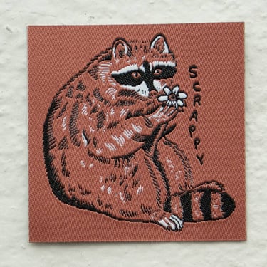 Scrappy Raccoon - Woven Sticky Patch