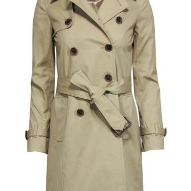 J Crew Collection - Tan Double Breasted Trench Coat w/ Belt Sz 00