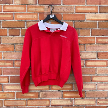 vintage 80s/90s red Nebraska huskers collared sweatshirt / m medium 