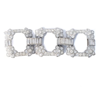 Rhinestone Art Deco Buckle with Flowers