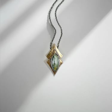 Morning Star Necklace - Oxidized Brass, Sterling Silver + African Turquoise