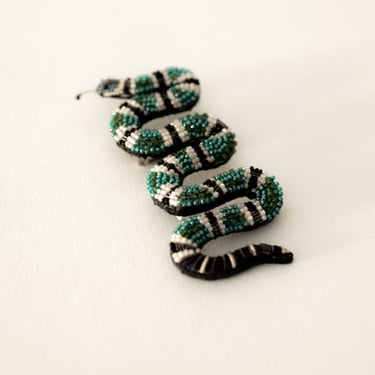 Green Banded Snake Embroidered Pin