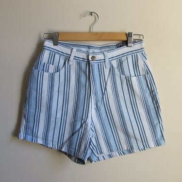 90s Striped High Waist Denim Shorts M 28 Waist 