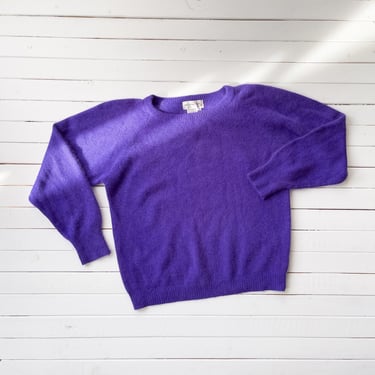 purple wool sweater 80s 90s vintage dark purple angora sweater 