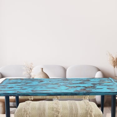 Nautical Ocean Blue Dining Table - Solid Wood 