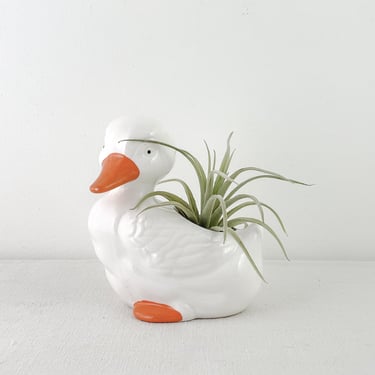 Vintage Ceramic Duck Planter, Whimsical Animal Plant Pot, Nursery Shelf Decor 