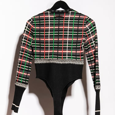 JEAN PAUL GAULTIER 90s Plaid Knit Bodysuit