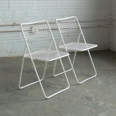 Modernist Niels Gammelgaard for IKEA Rappen Wire Folding Side Chairs (Set of 2) 