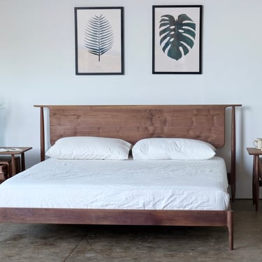 Danish Design Solid Hardwood Bed | Minimalist Wood Bed Frame | Mid Century Bed | Mid Century Modern Bedroom Furniture 