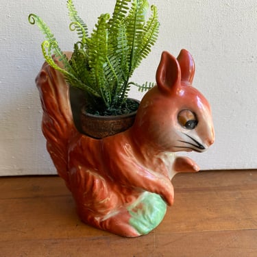 Vintage Squirrel Planter, Made In Occupied Japan, Red Squirrel, Animal Lovers 