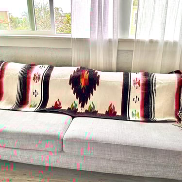 Vintage Mexican Serape Woven Saddle Blanket Wrap Fringe Saddle Blanket Southwestern Decor Wall Hanging 