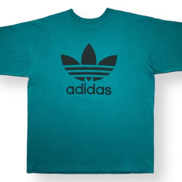 Vintage 90s Adidas Trefoil Double Sided Logo Made in USA Graphic T-Shirt Size XL/2XL 