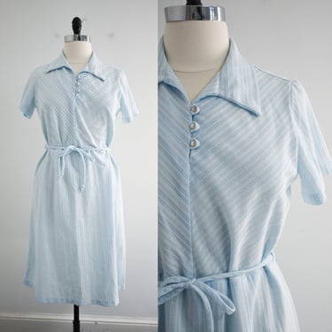 1970s Pale Blue Knit Dress 