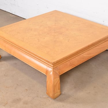 Milo Baughman Style Mid-Century Modern Burl Wood Coffee Table by Henredon