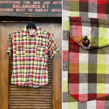 Vintage 1950s LEVI'S SHORTHORN Western Shirt ~ size L ~ Wool
