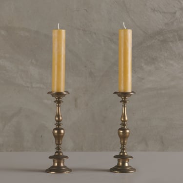 PAIR OF FLEMISH BRONZE CANDLE PRICKETS, 18TH C