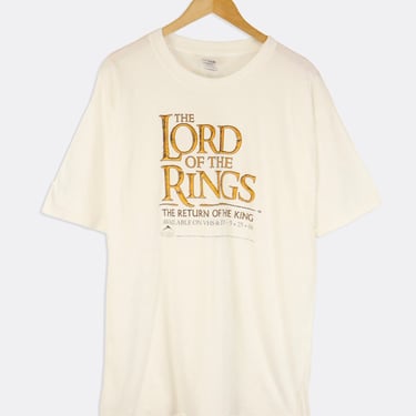 Vintage 2004 The Lord Of The Rings Return Of The King Release On DVD And VHS Vinyl T Shirt Sz L