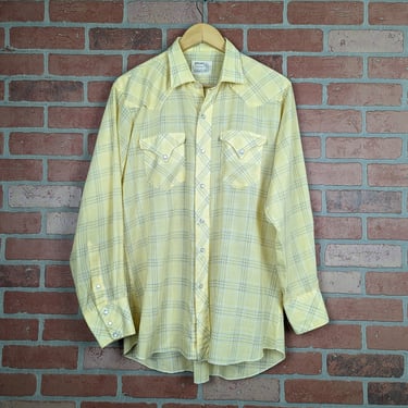 Vintage 70s 80s Bronco Westerns ORIGINAL Button Down Work Shirt - Large 