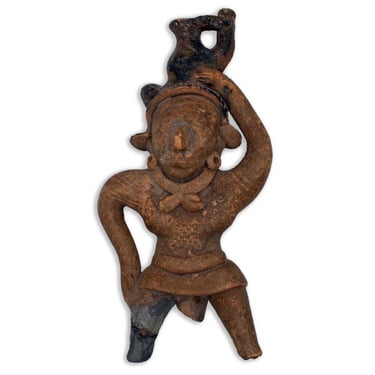 Pre-Columbian Mexico Mayan Standing Figure Terracotta Pottery Historic Artifact 