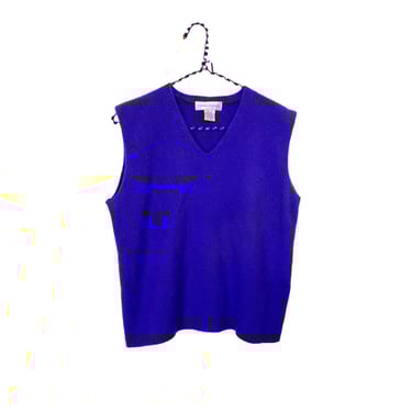 Vintage Casual Corner Vibrant Purple Angora Wool Sleeveless V-neck Sweater Size Large 