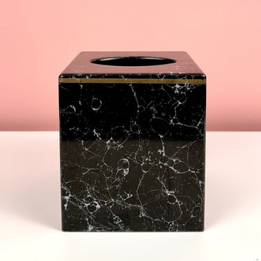 Black Faux Marble Tissue Box 