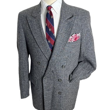 Vintage 100% Wool DONEGAL TWEED Double-Breasted Sport Coat ~ size 40 R ~ jacket / blazer ~ 