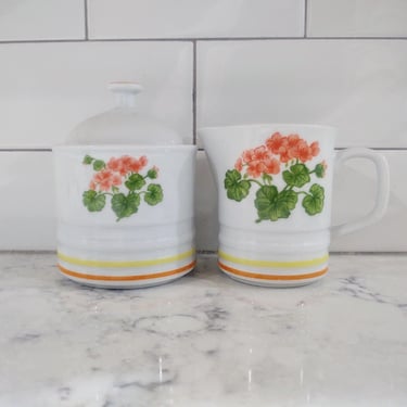 Vintage Retro Santa Barbara Fine Porcelain by Sigma Creamer and Sugar Bowl Kitchen Décor 