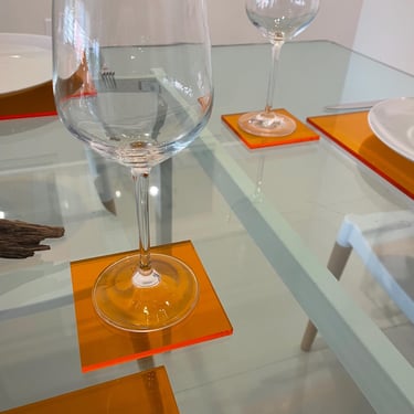 4 Orange SECEDA COASTERS, Acrylic Coasters, Chofa Home, Neon Coasters, Acrylic Square Coasters, Contemporary Dining Table Decor, Chofa Home 