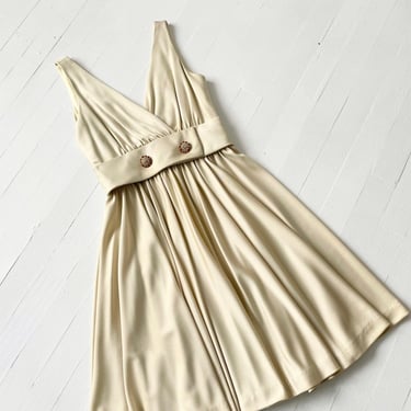 1960s Gold Dress with Rhinestone Belt 