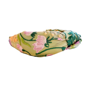 Sample Sale  Sage Embroidered  Knotted Headband