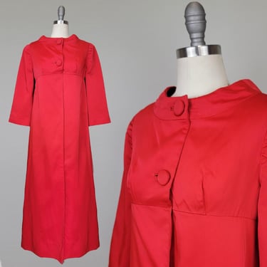 1960s Formal Coat / Red Long Coat / Vintage Evening Coat / Red Opera Coat / Size Medium 