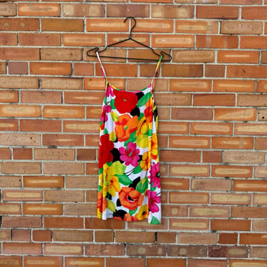 90s aquasuit by la Perla yellow floral slip dress  / s small 