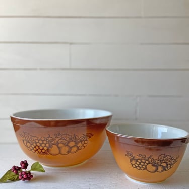 Vintage Old Orchard Bowl Pyrex Brown Mixing Bowl, Set of 2 // Pyrex Bowl, Pyrex Collector // Perfect Gift 