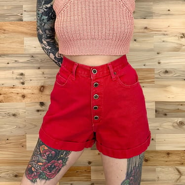 Vintage Red Button Fly l.e.i. Jean Shorts / Size 28 