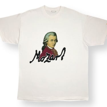 Vintage 90s Mozart Classical Music Composer Made in USA Art Portrait Graphic T-Shirt Size XL 