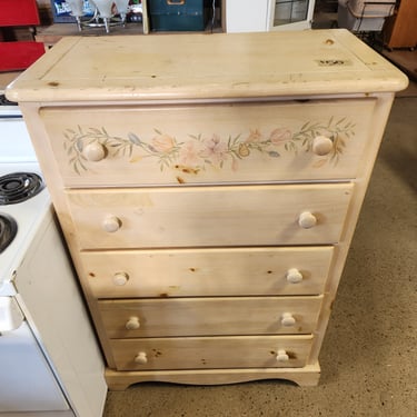 5 Drawer Pine Dresser with Floral Details 33.75