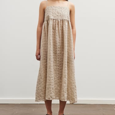 Black Crane Ripple Strap Dress, Beige