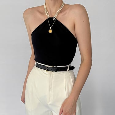 Vintage Ralph Lauren Noir Silk Pearl Necklace Top