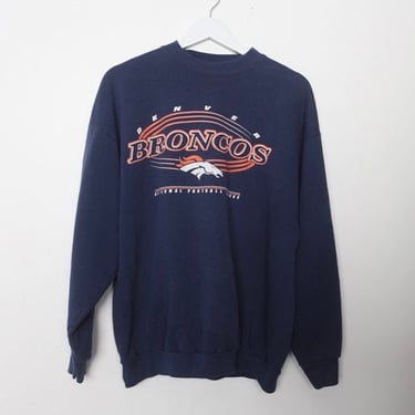vintage 1990s y2k DENVER BRONCOS blue and orange AFC champs 50/50 Sweatshirt raglan -- size x-large 