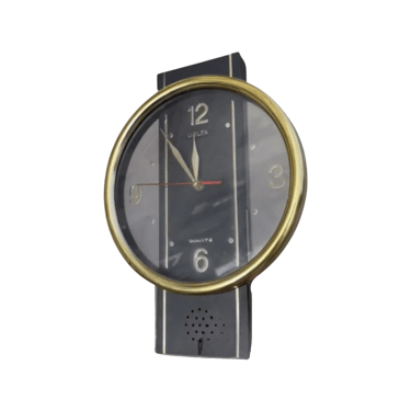 1980s Gold and Glass Small Wall Clock