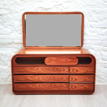 Wood and Steel Dresser Chest of Drawers by Mario Sabot | Italian Space Age | 1970s 