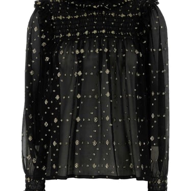 Saint Laurent Women Embroidered Crepe Blouse