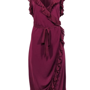Tory Burch - Burgundy Ruffled Sleeveless Midi Dress Sz L