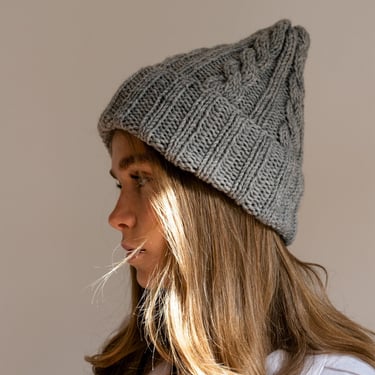 Hand Knit Beanie, Custom Knitted Hat, Womens Winter Knit Hat , Caramel Knit Hat, Mens Wool Hat, Custom Color — The Classic Cable Hat 