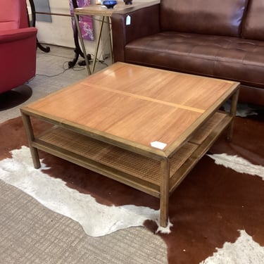 BAKER MCM Large Square Coffee Table w/Cane Shelf