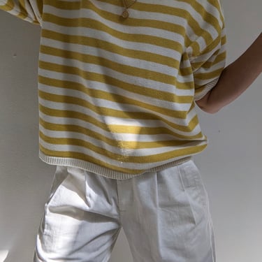 Easy Vintage Mustard Striped Knit Tee