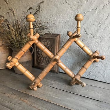 French Bistro Coat Rack, Hat Hook, Faux Bamboo, Expandable, Traditional Authentic Rustic Farmhouse 